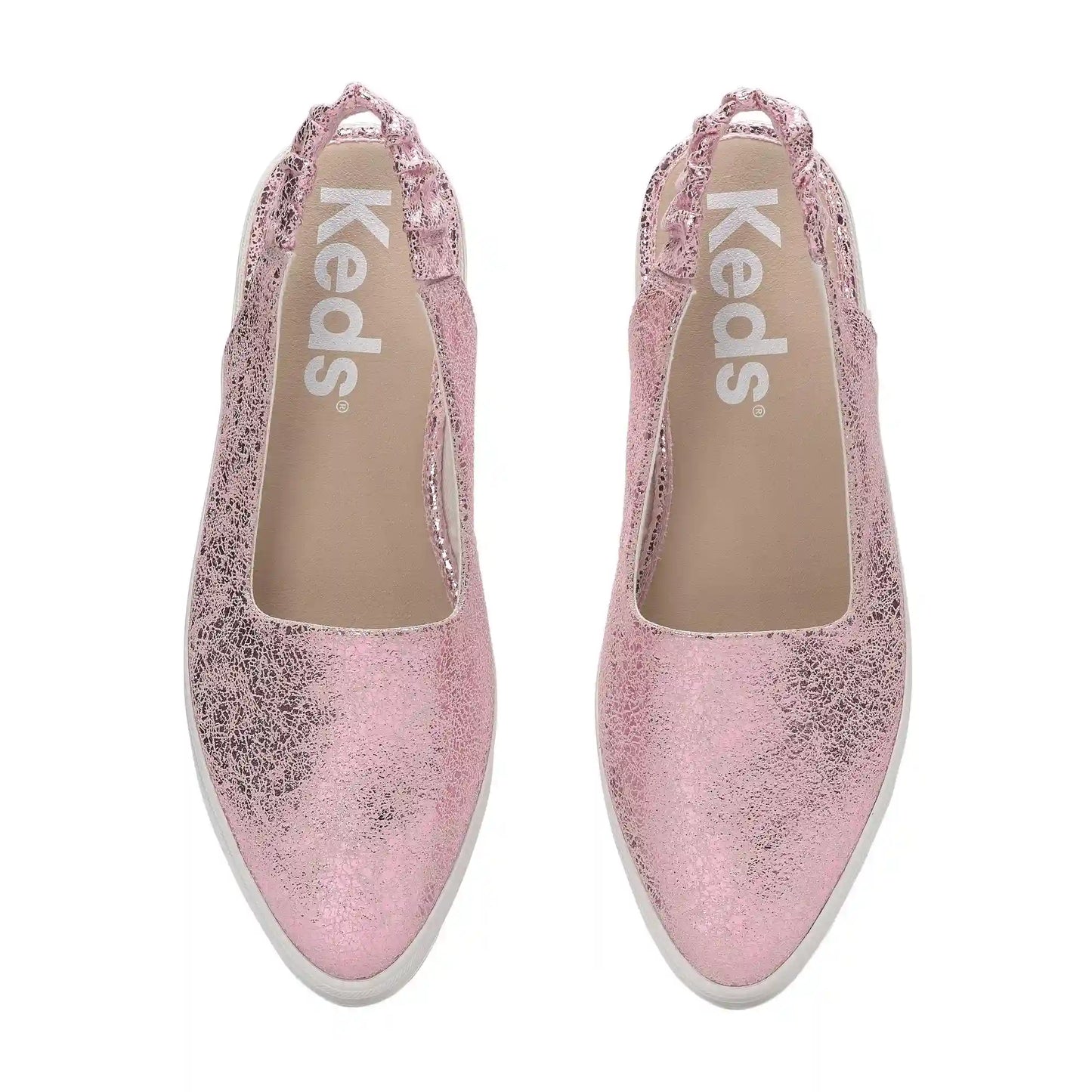 Point Slingback Distressed Metallic Leather