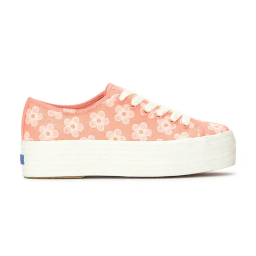 Triple Up Canvas Floral Embroidery Lace-Up