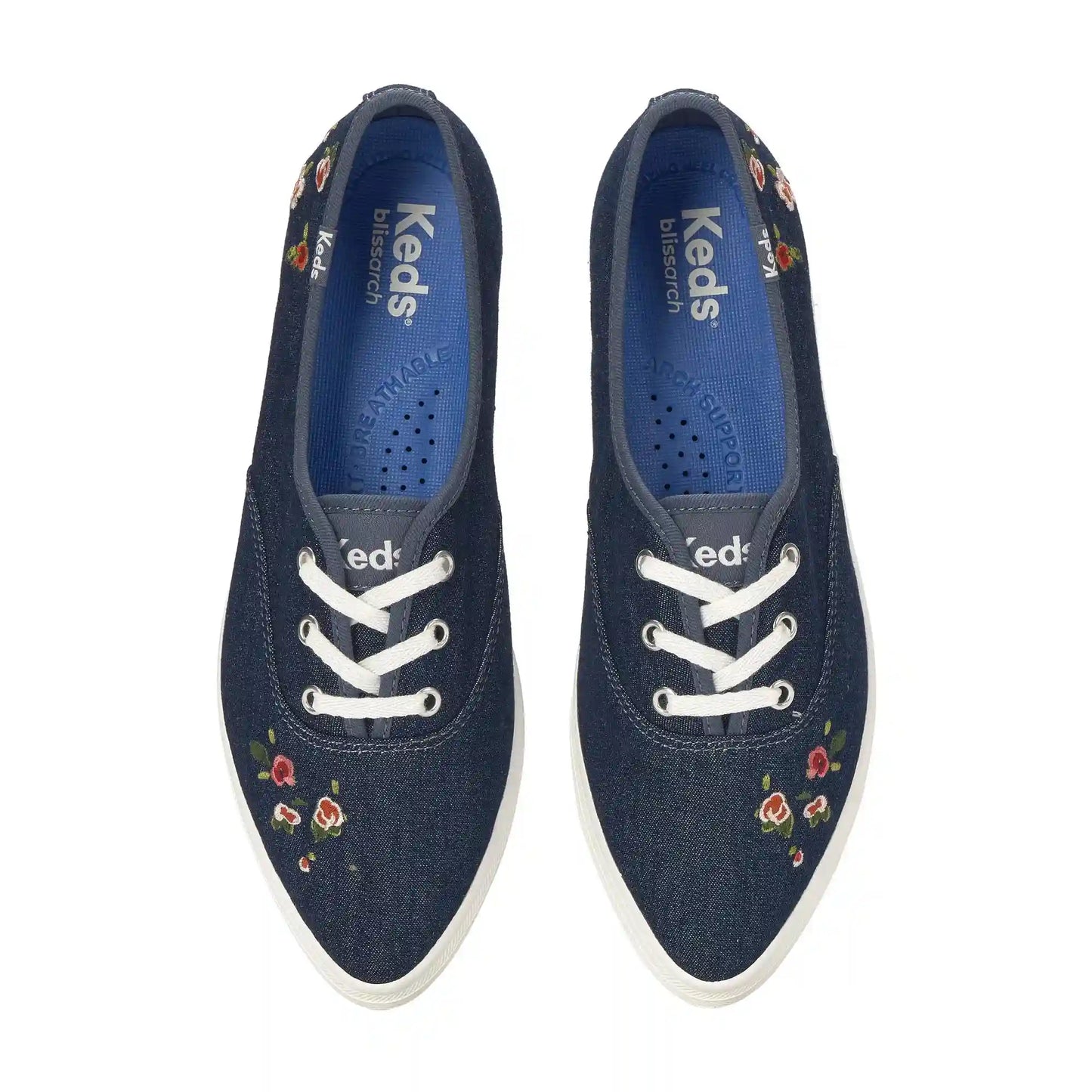 Champion Point Low Denim Ditsy Rose Embroidery Lace-Up