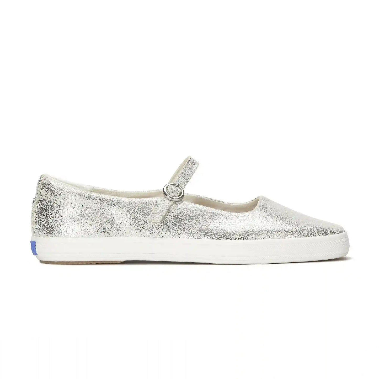 Square Toe Mary Jane Distressed Metallic Leather