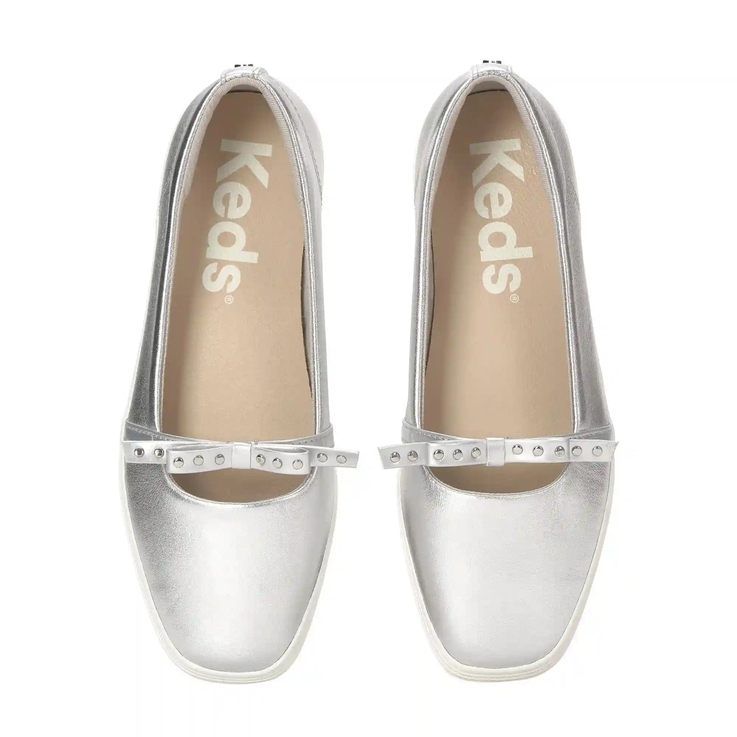 Square Toe Mini Bow Metallic Leather