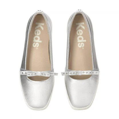 Square Toe Mini Bow Metallic Leather