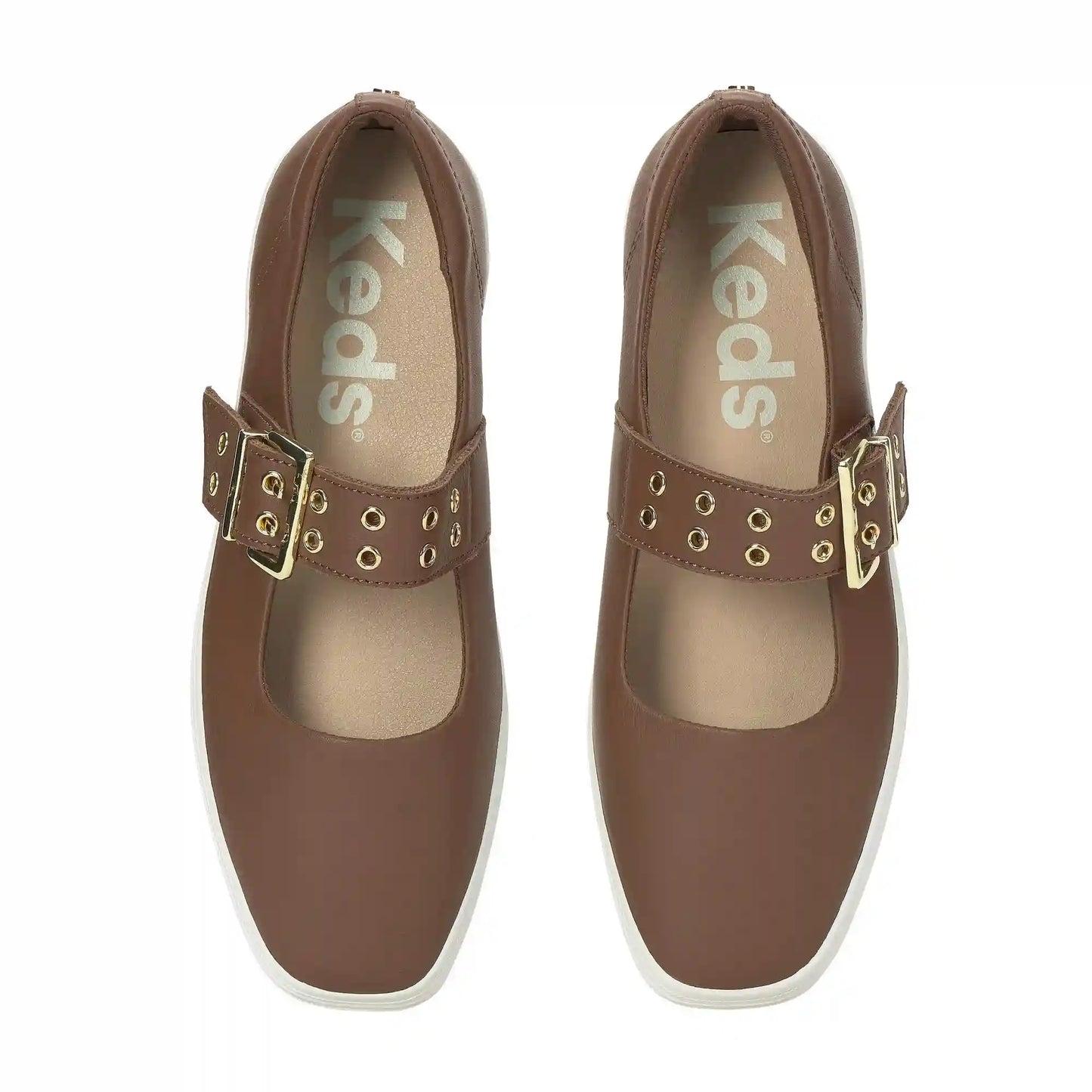 Square Toe Mary Jane Leather Grommet Buckle