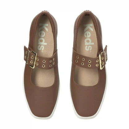 Square Toe Mary Jane Leather Grommet Buckle