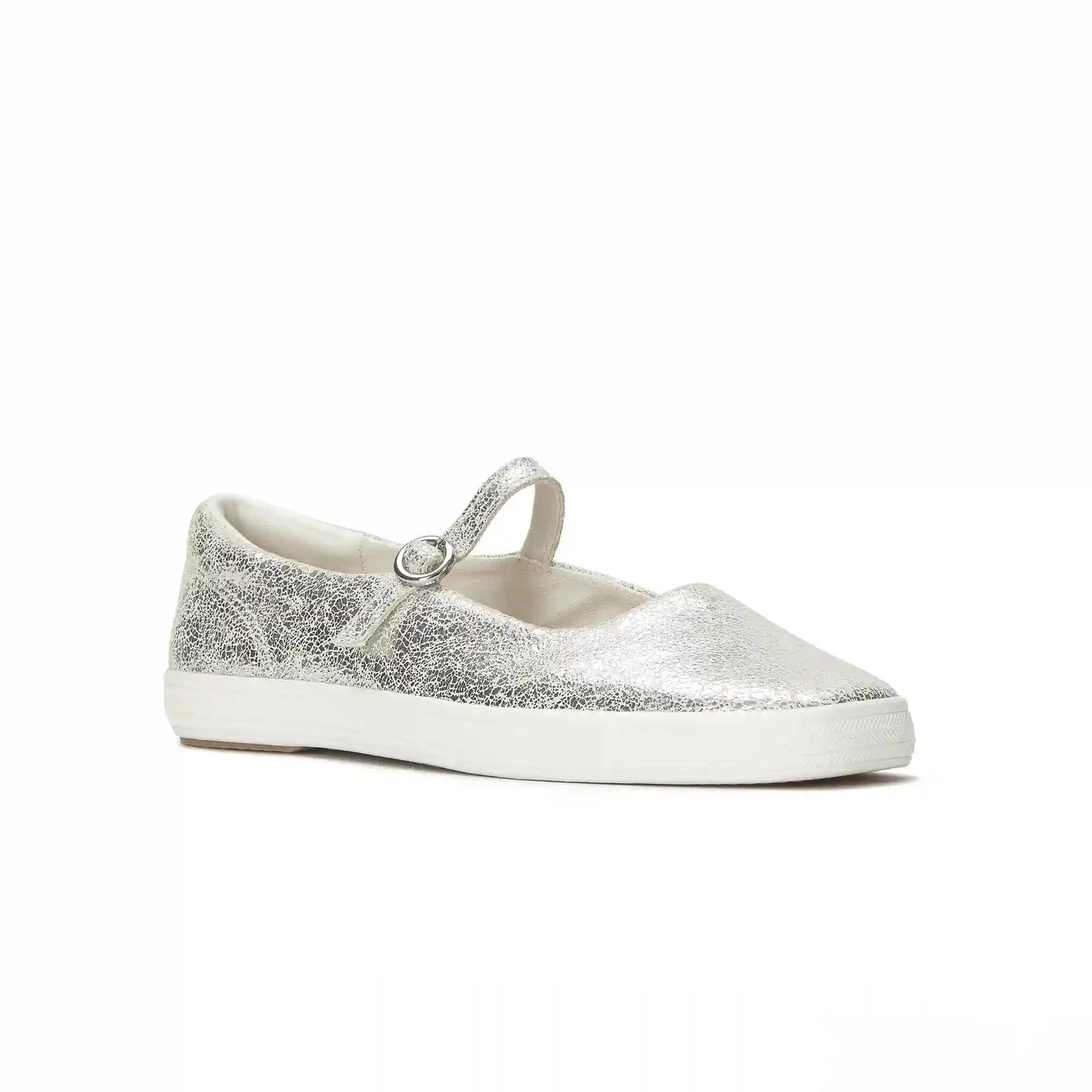 Square Toe Mary Jane Distressed Metallic Leather