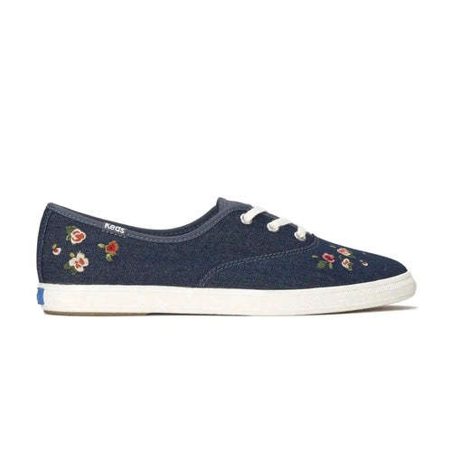 Champion Point Low Denim Ditsy Rose Embroidery Lace-Up
