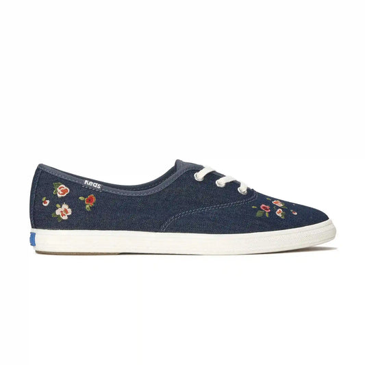 Champion Point Low Denim Ditsy Rose Embroidery Lace-Up