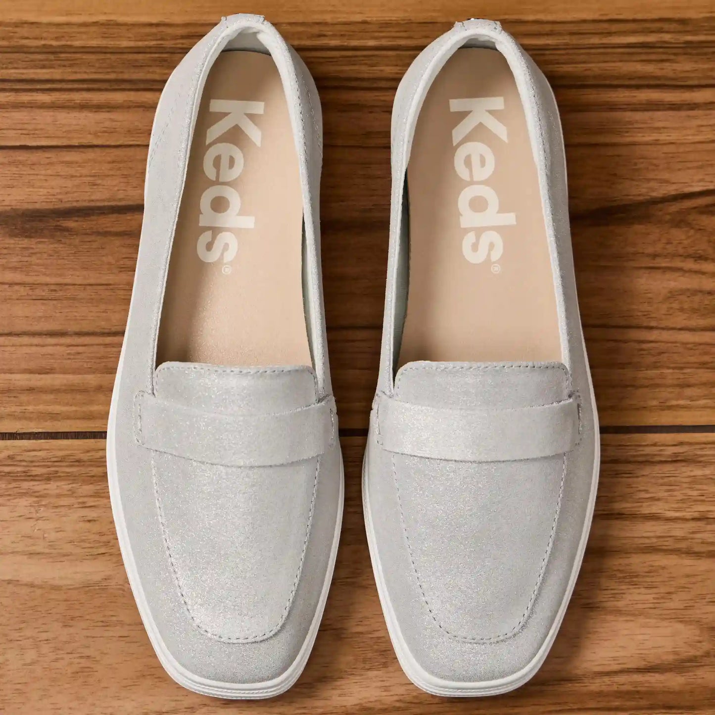 Square Toe Loafer Glitter Suede