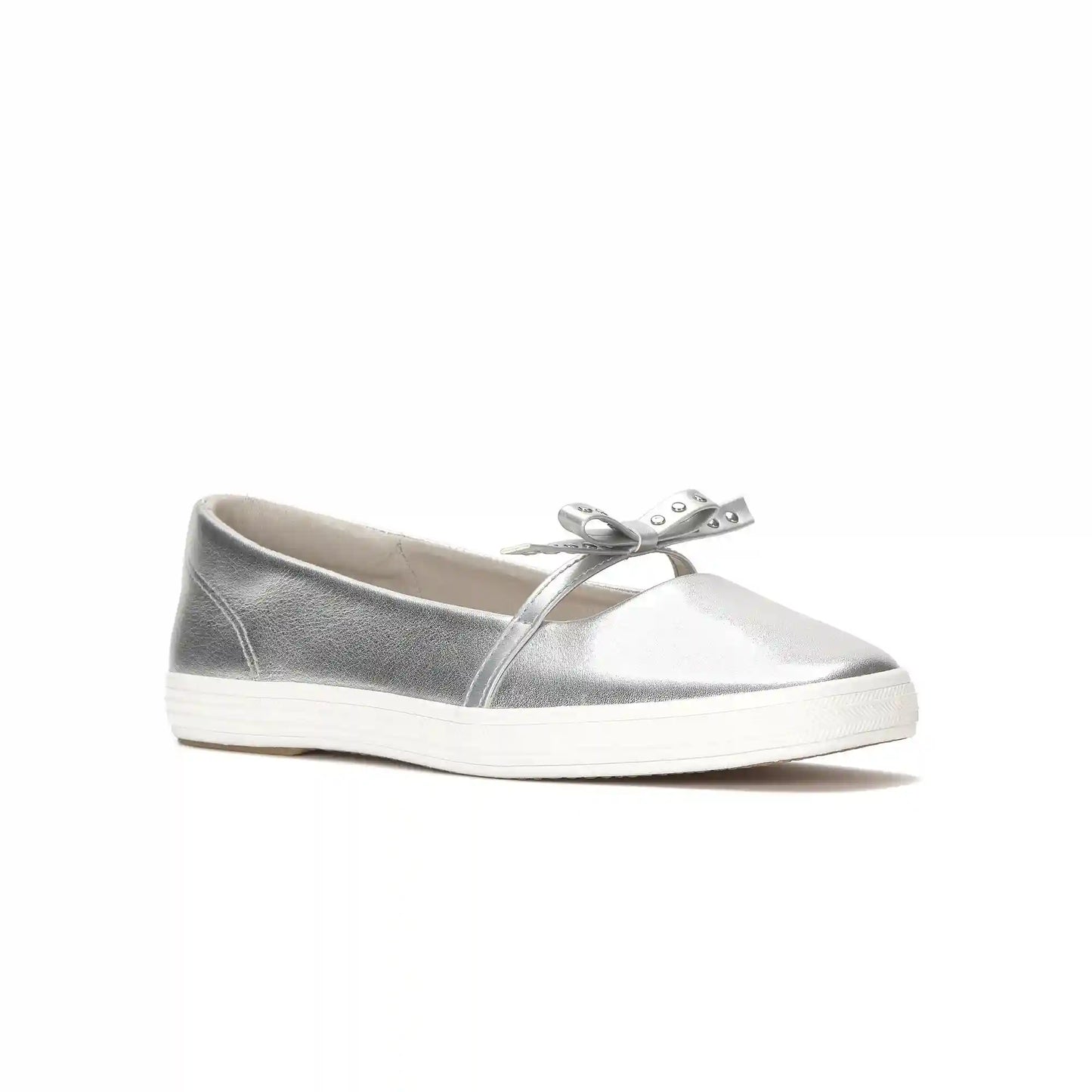 Square Toe Mini Bow Metallic Leather