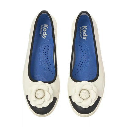 Maisie Ballet Toe Cap Leather Flower Applique