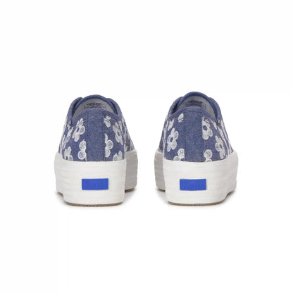 Triple Up Chambray Floral Embroidery Lace-Up